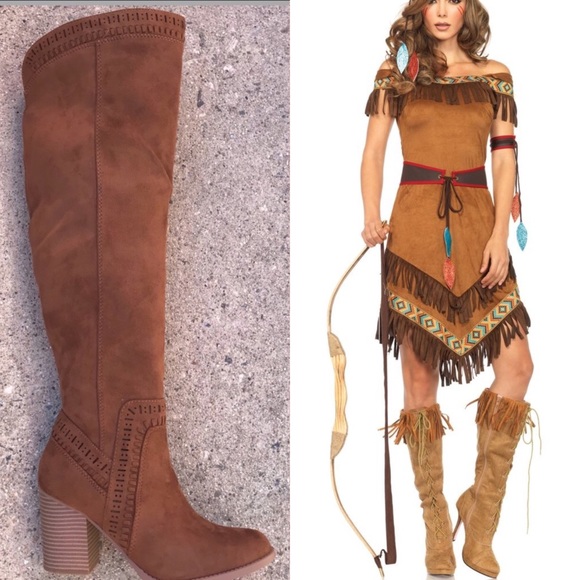 👻 Halloween Costume Tall Brown Black Heel Boots Boutique